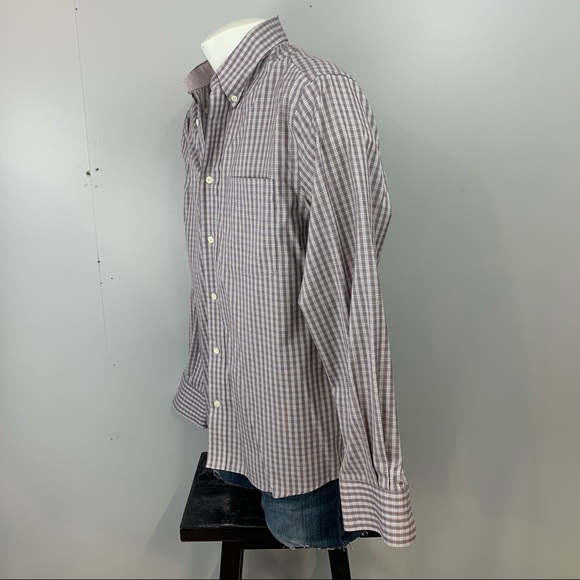 Eddie Bauer Wrinkle Resistant Long Sleeve Button Shirt Plaid Contrasting Trim - Picture 5 of 10